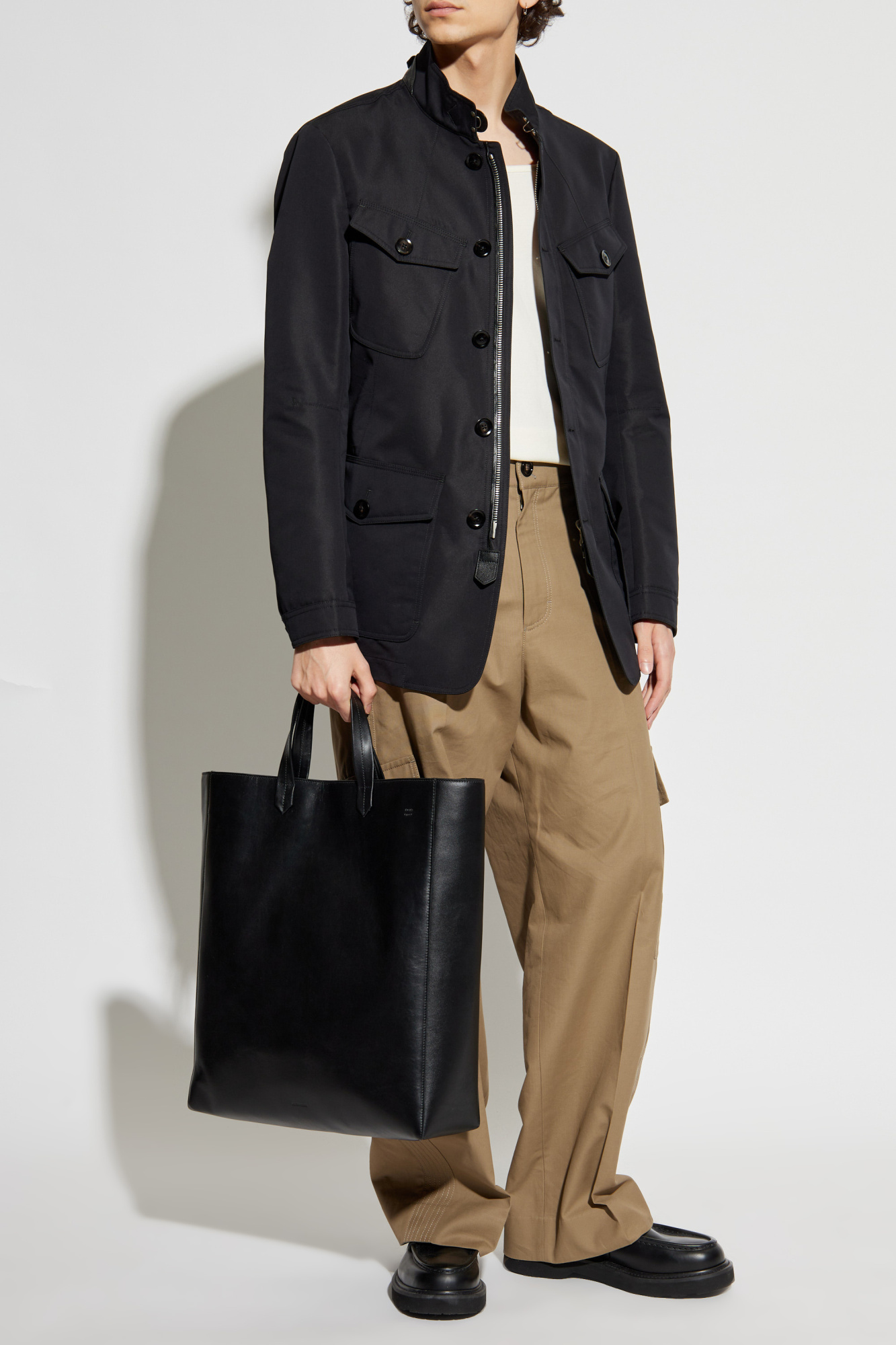 【関税&送料込】Tom Ford Jacket TOM FORD ファスナー ダウン レザージャケット ブラック (TOM